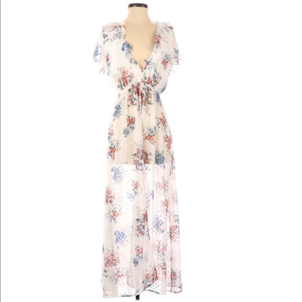 Sage the Label floral short sleeve blouse duster
